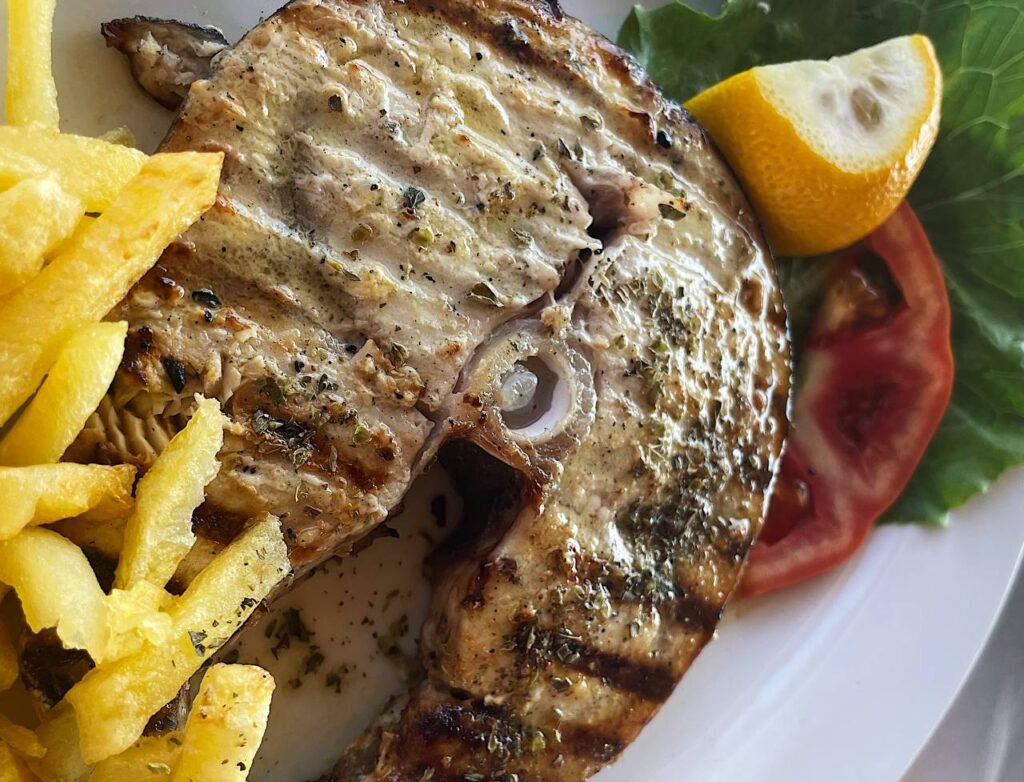 Fresh swordfish in Corfu, Agios Gordios