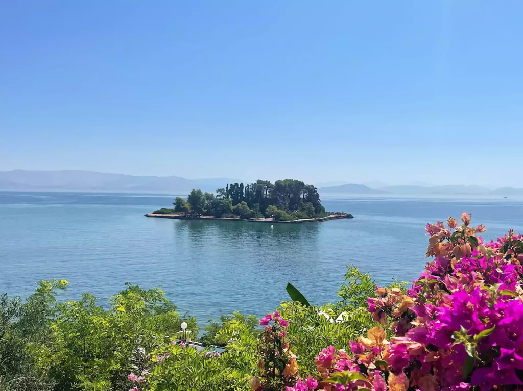 The view of Mouse Island, Pontikonisi, Corfu Island , Greece
