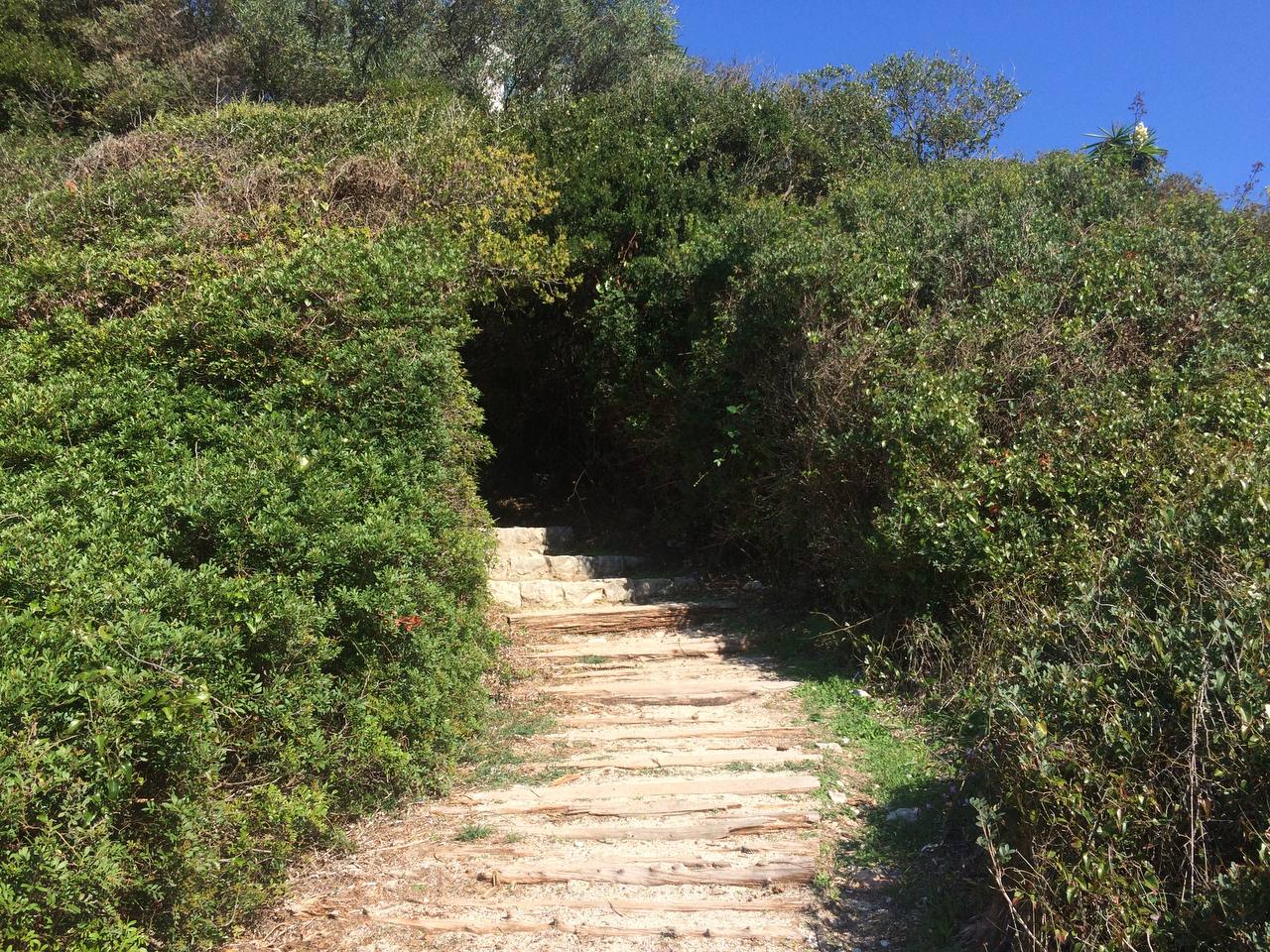 The stairs to the monastery in Pontikonisi, Corfu